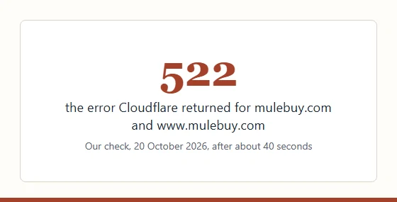 Large figure 522, the error returned for mulebuy.com and its www address on 20 October 2026.