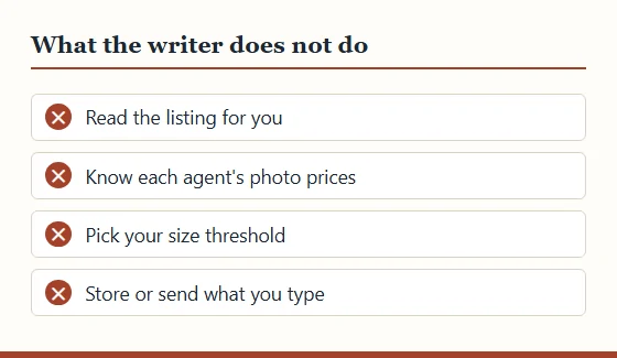 Four things the remark writer does not do, each with a cross.